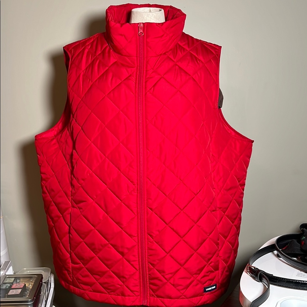 Land’s End Red Quilted Vest XXL NWOT